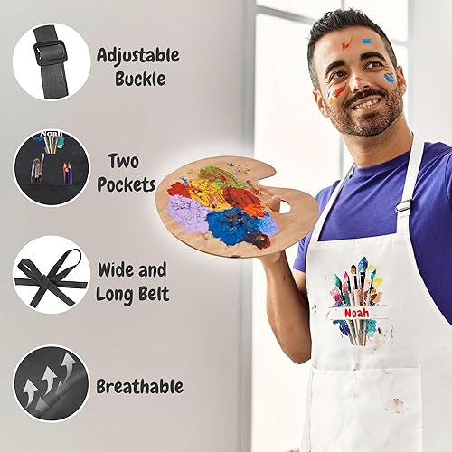 Miniatura 5 de Personalized Painting Apron with Custom Name, Mother's Day Gift for Mom, Personalized Adjustable Apron for Painter, Women