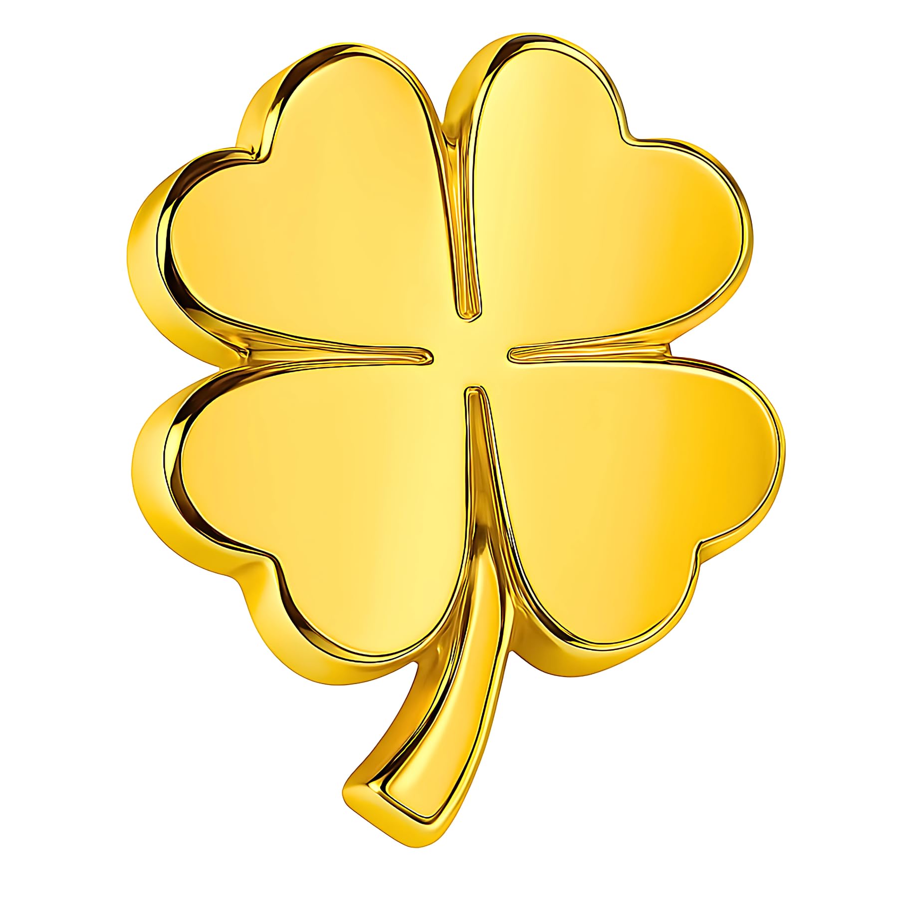 Pins Trèfle 4 Feuilles | Broche Fleur Dorée Design 3D | Pin's Femme Mode Premium | Bijou Fantaisie Trèfle À 4 Feuilles | Accessoire Saint Patrick | Clover Chance | Pochette Cadeau | Pins sac à dos