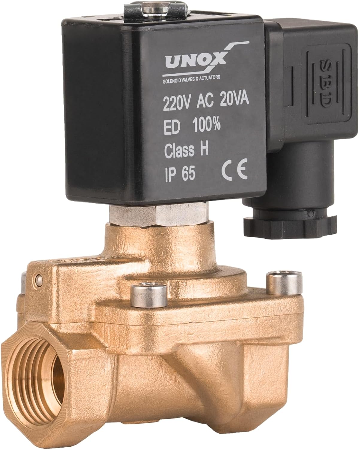 UNOX 2" NPT Steam Solenoid Valve 24V DC, High Temperature 14°F/356°F Brass Control Valve Normally Open - 7-232 PSI (0.5–16 Bar) Multi-Purpose Reliable Flow Controller
