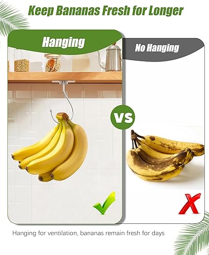 Miniatura 3 de Gancho de plátano para colgar, resistente de 13 libras (máx.), paquete de 2, colgador de plátano plegable debajo del gabinete, soporte para plátanos