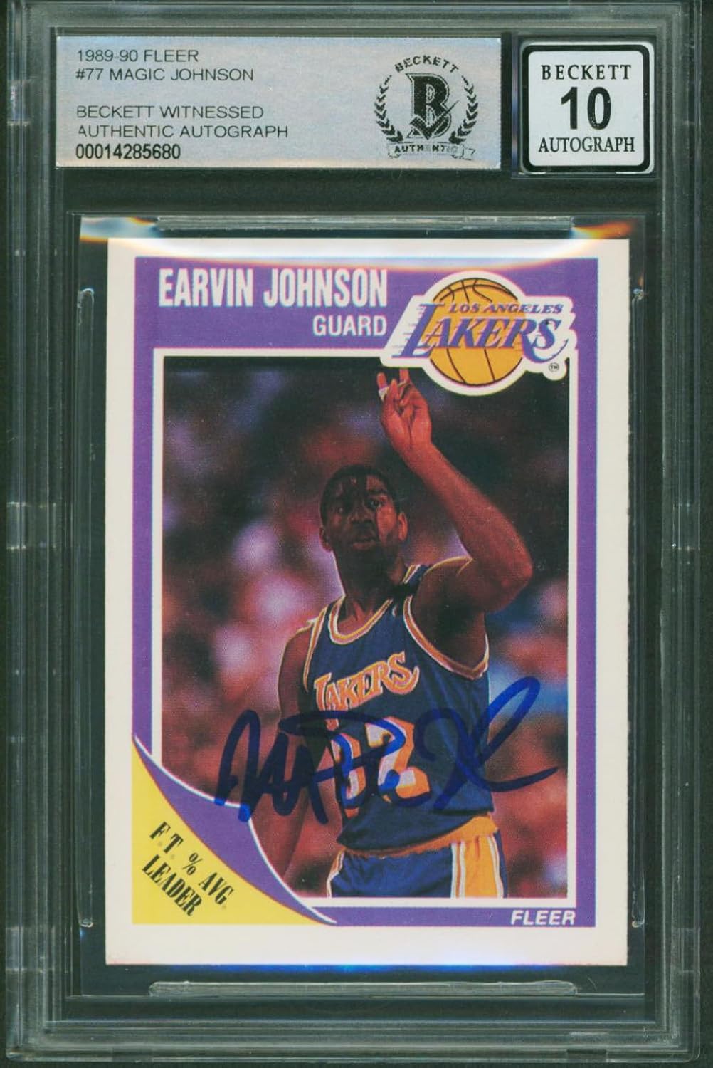 Lakers Magic Johnson Authentic Signed 1989 Fleer #77 Card Auto 10! BAS Slabbed