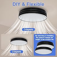 Vista 5 de Akicon Bathroom Exhaust Fan with Light, 110CFM, 2.0 Sones for Ceiling, 1000lm Dimmable LED Light and 150lm Nightlight Dual Color Bathroom Vent Fan