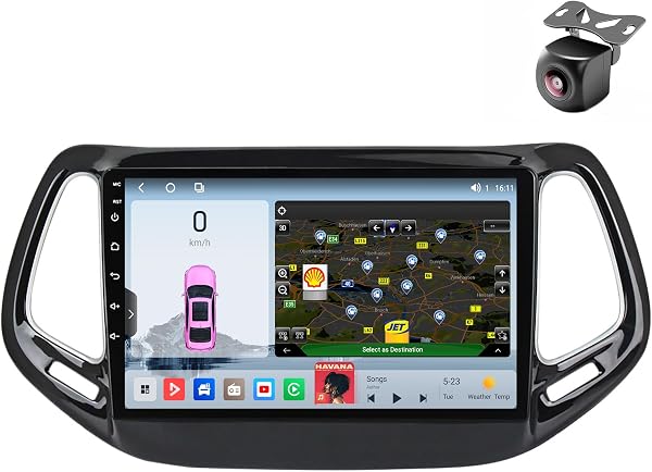 Android 14 Autoradio per Jeep Compass 2 MP 2016 2017 2018 2019 2 DIN Stereo Car Tablet Pollici Schermo MP5 Lettore Multimediale Receiver GPS con SWC FM Carplay Android Auto (M200S 8core 2+32G) - 1