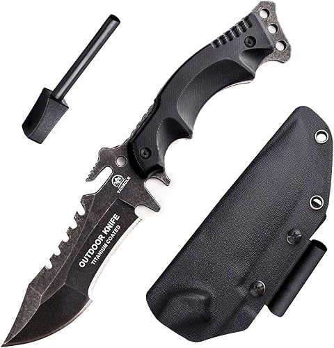 Miniatura 1 de TANSOLE Cuchillo de supervivencia, cuchillos tácticos de hoja fija con funda Kydex Cinturón knofe para acampar Cuchillo de espiga completa cuchillo