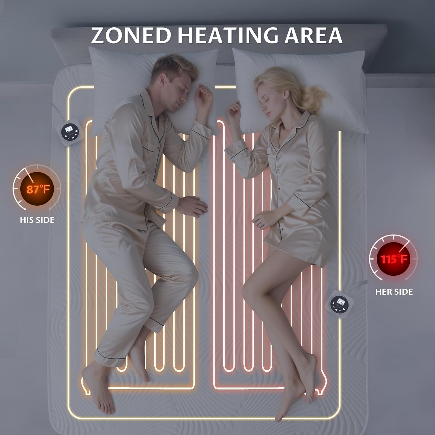 King Size Electric Heated Mattress Pad - Bed Warmer with Memory & Preheat Functions, 12 Heat Settings Dual Control for 1-12 Hours Auto Off, Lighted Button - Image 7