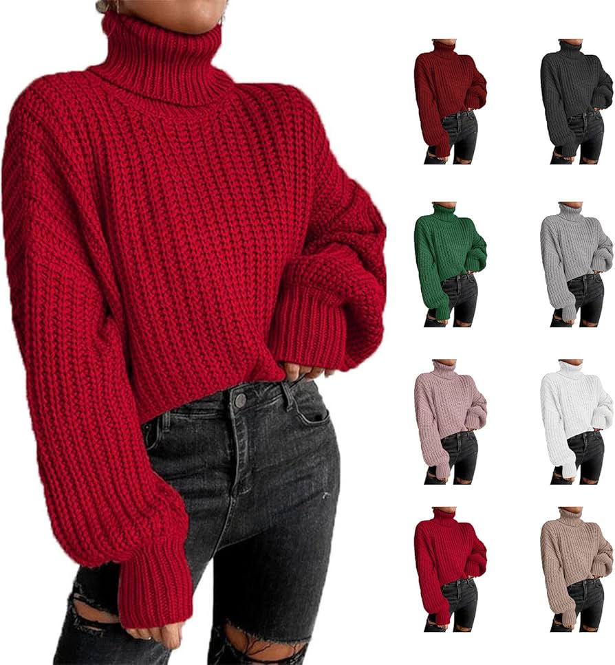 Rollkragenpullover damen rot oversize Clearance