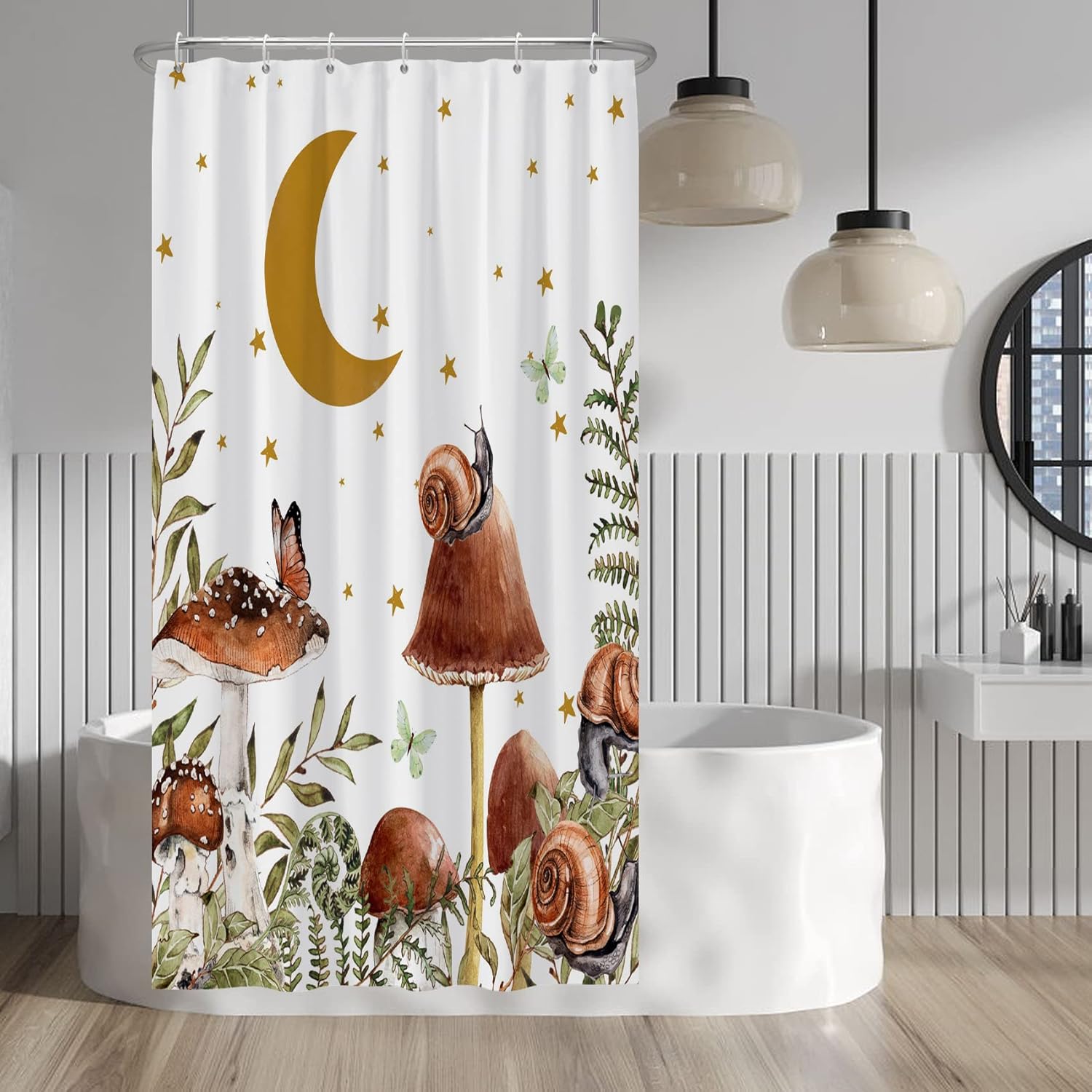 Baocicco Mushroom Shower Curtain Cute Retro Mushrooms