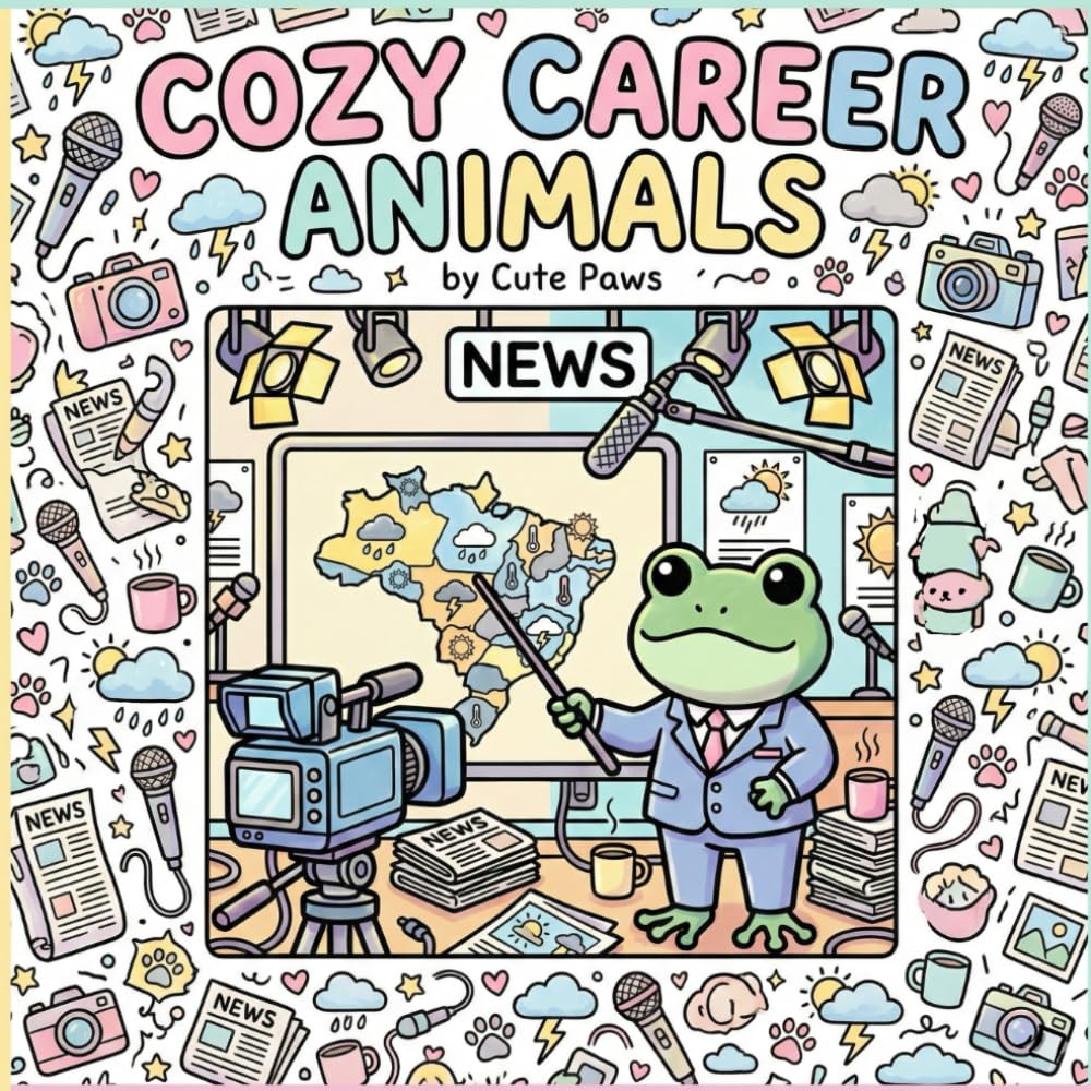 Cozy Career Animals: Cute Coloring Book for Adults and Teens Featuring Adorable Pets and Wildlife with Jobs for Stress Relief and Relaxation