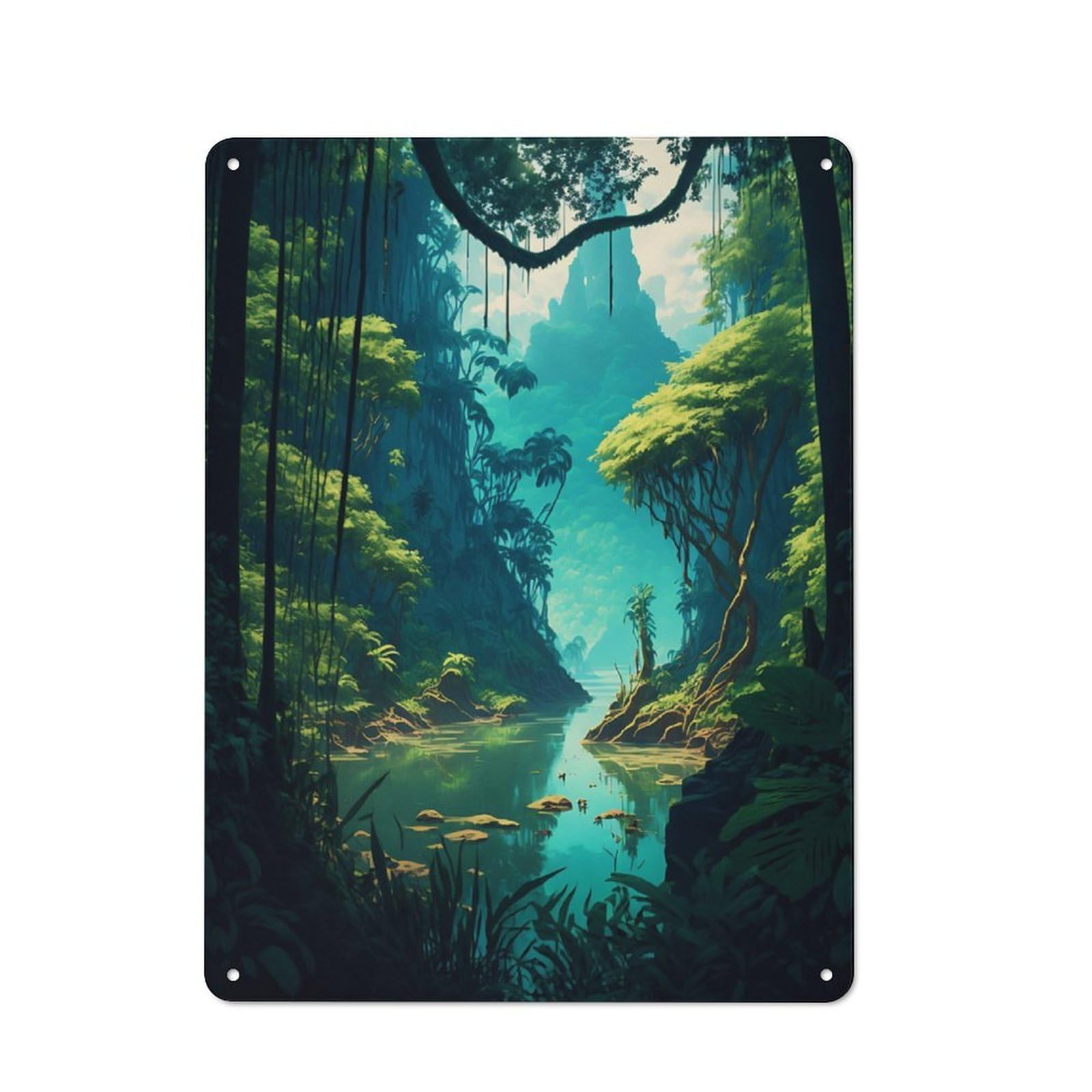 Junmoney Jungle River Vintage Tin Sign 40X30cm For Lounge Or Reading Corner, For Home Interiors, Feature Walls And Decorative Displays
