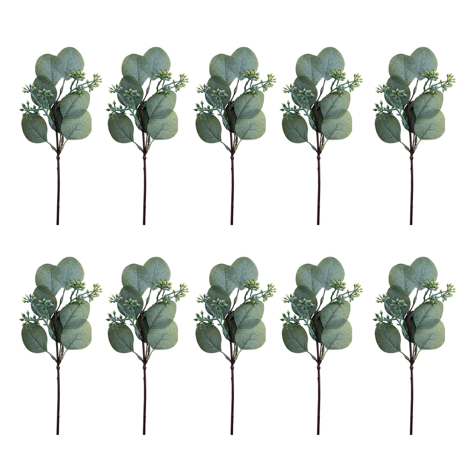 sodeber 10pcs Realistic Faux Silver Greeneries Stems Flower Home Decoration for Table Arrangements Faux Eucalyptuses Leaves