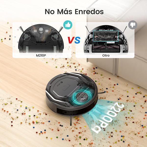 Lefant M210P Robot Aspirador 2200Pa, Aspirador Robot Autonomía de 120 Min, WiFi/App/Alexa, Sensor de Anticolisión/Caída Navegación Inteligente, Delgado y Silencioso, 6 Modos de Limpieza - 2