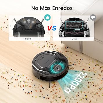 LEFANT Robot Aspirador, 2200Pa Succión, Robot Aspirador Autocargable 120 Min, Ultrafino 7,6 cm Sin Enredos, WiFi/App/Alexa, 6 Modos de Limpieza, Ideal para Pelo de Mascota, Suelos Duros, M210 Pro2