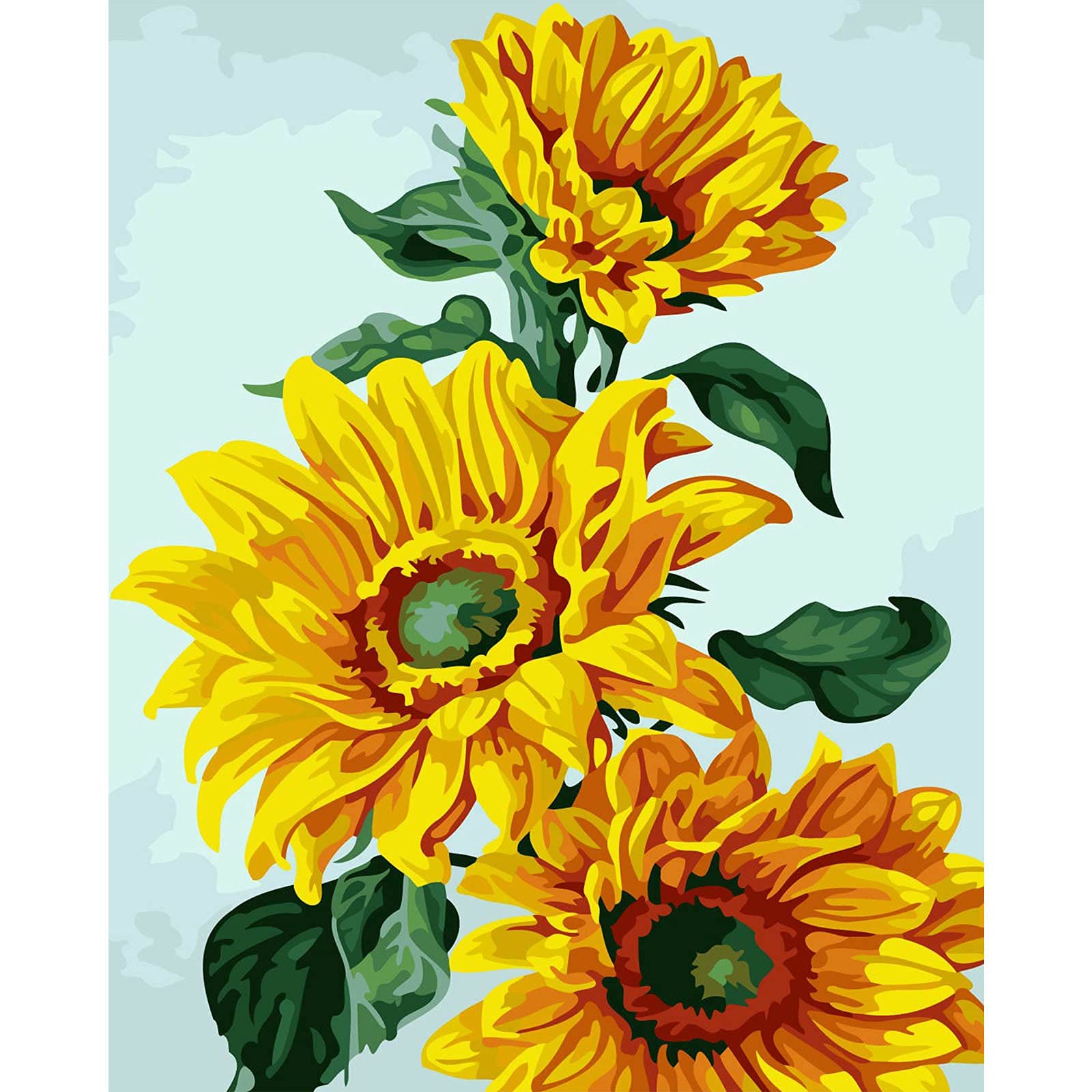 ELECDONPaint by Numbers for Adults Beginner Kids, DIY Adult Paint by Number Kits on Canvas, Flowers Acrylic Painting with 3 Brushes Easy Crafts Hobby for Women Oil Painting Kit-Sunflower No Framed