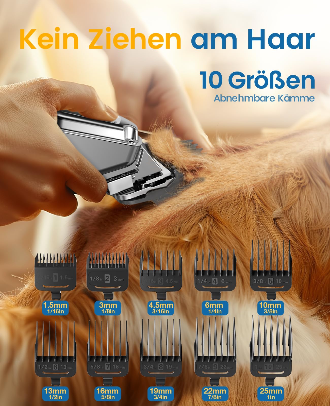 oneisall Hundeschermaschine für dickes Fell geräuscharmer wiederaufladbarer kabelloser Haustierrasierer Edelstahlklinge wasserdicht