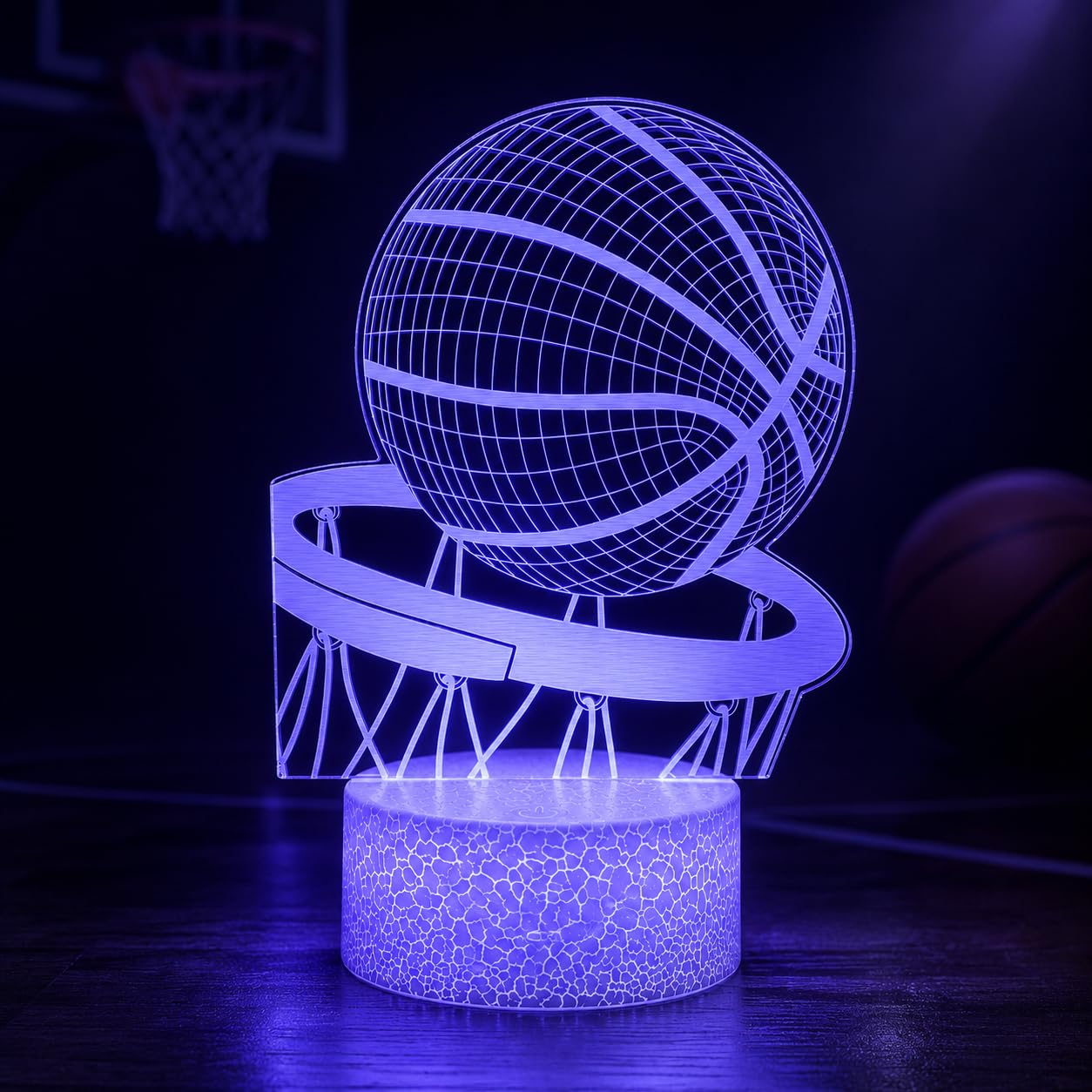 ZuzongBaoYou Basketball 3D Illusion LED Night Light, Touch Control Multi Color Changing Decorative Ambient Lamp for Bedroom Living Room Home Decor Creative Gift