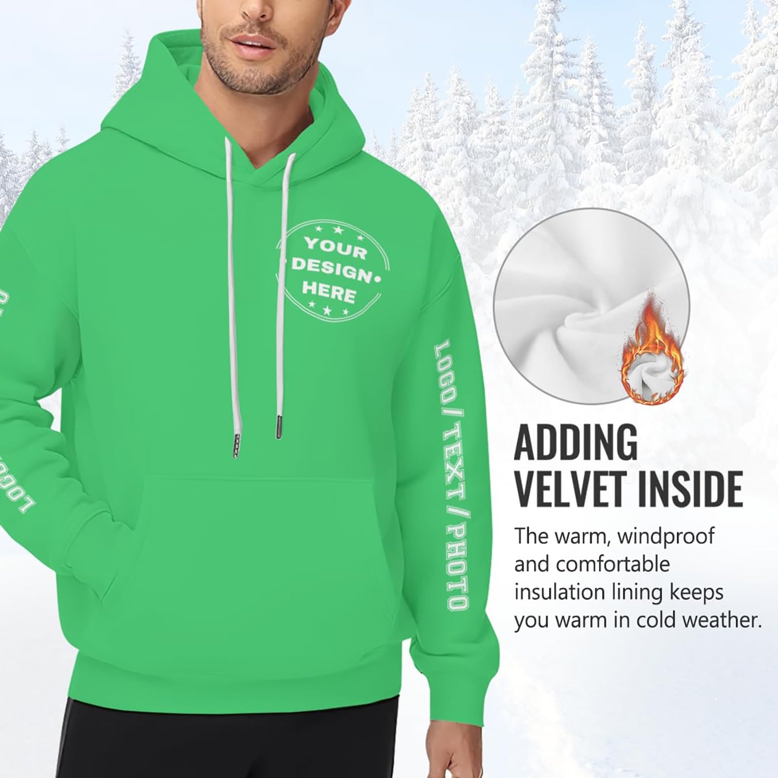 Ropa De Verano Hombre Sudadera con Capucha Personalizada. Diseña Tu Propia Personalizada Texto, Logotipo Y Foto. para Mujer. Sudaderas (Green, XL) Entrenamiento Boxeo Mujer Oversized Gym