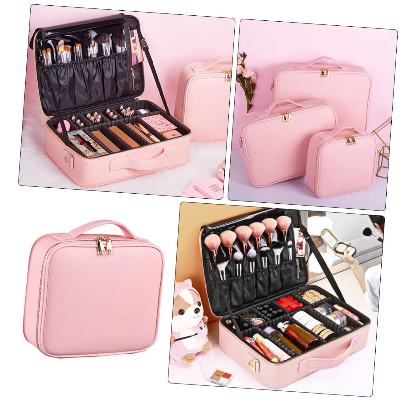 Ipetboom Bolsa De Cosméticos Portátil Organizador De Maquillaje Neceser De Viaje Grande Estuche De Cosméticos De Material para Aseo