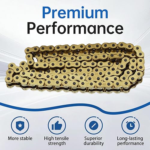 Miniatura 5 de WFLNHB Con cadena de transmisión de anillo tórico color dorado 525-120 de repuesto para Suzuki Honda Kawasaki ATV motocicleta 525 paso 120 eslabones