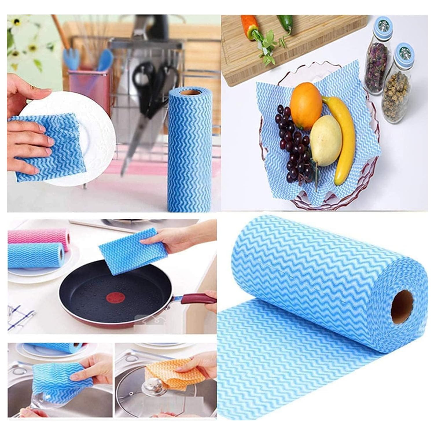SUZZYVINE J Cloth Roll,Blue Cleaning Cloth Roll,Nice Quality,Light Weight but Strong,50 sheets/Roll, 2 Rolls,100 Sheets(Blue) - Image 3