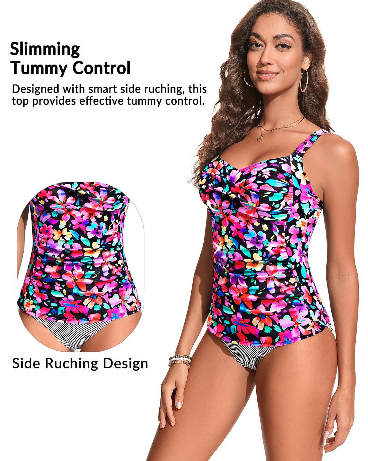 Tankini-Top mit Bügel für Damen – Bauchkontrolle, Badeoberteil, nur 2025, gedrehte Vorderseite, Badeanzug, Oberteil ohne Unterteil