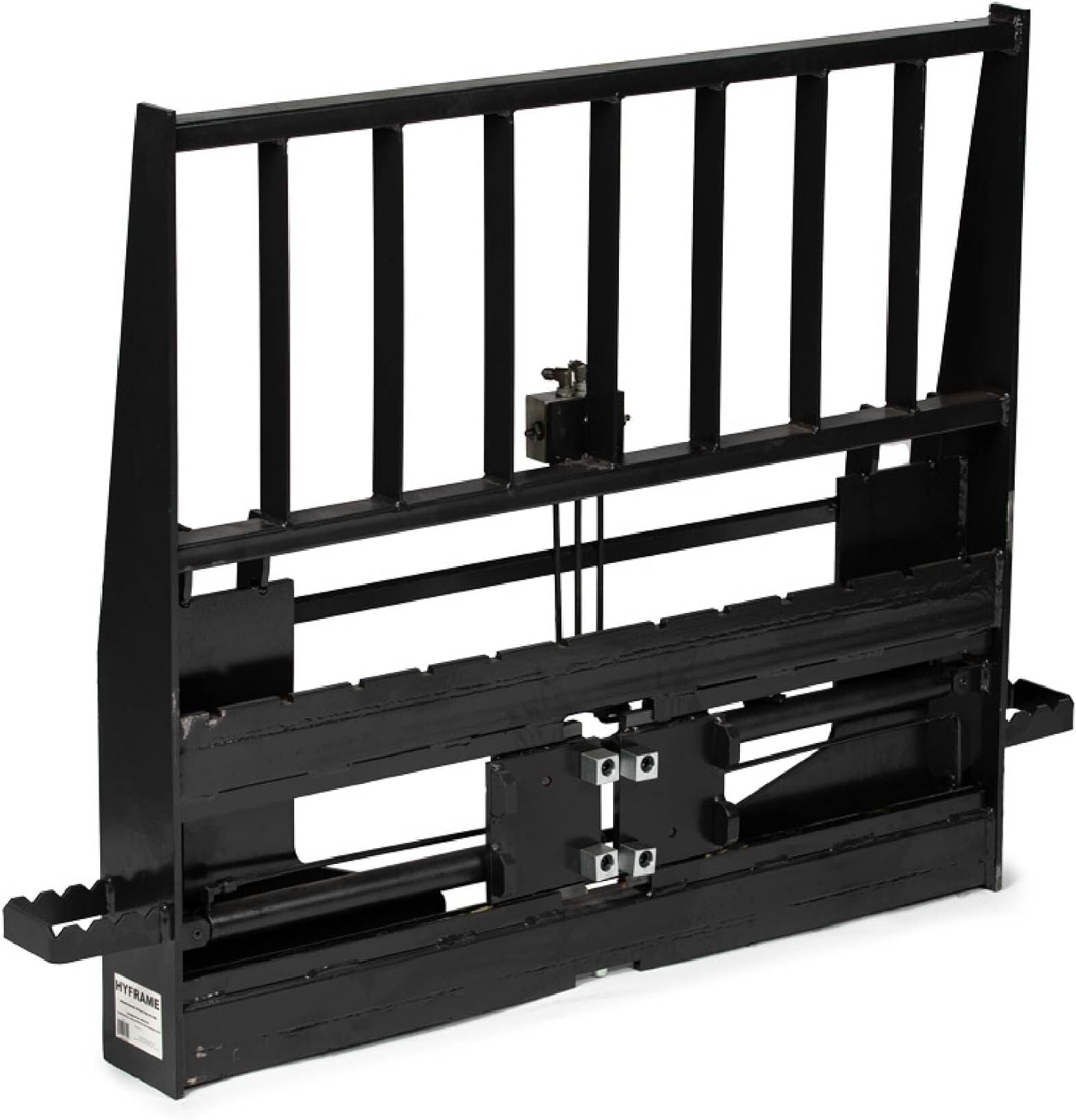 Titan Attachments Standard Series Adjustable Hydraulic Sliding Skid Steer Pallet Fork Frame, 4,000 LB Capacity, Adjusts 8in to 40in Hydraulically, Side Steps for Easy Entry, Quick Tach Mounting System