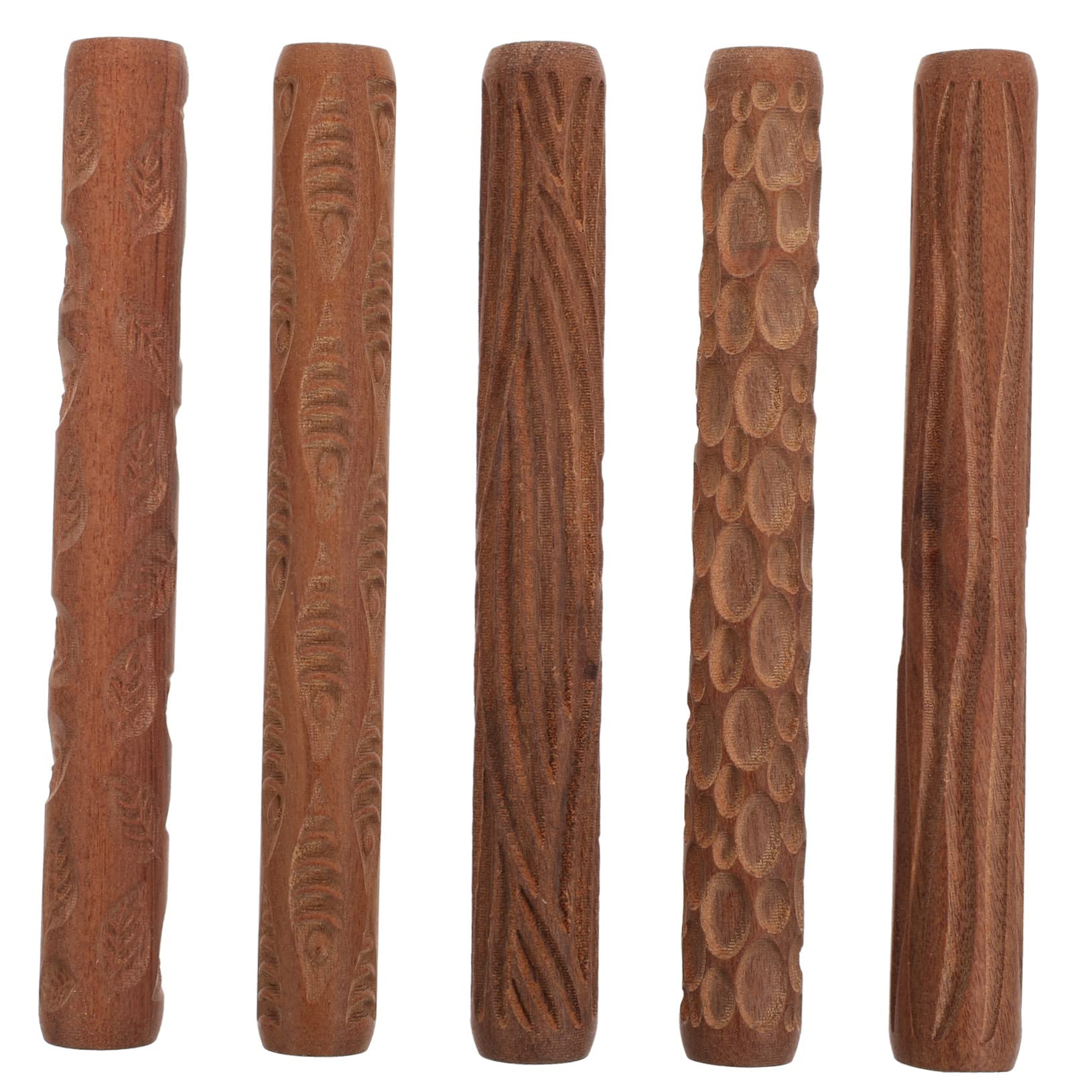 Yardwe 5 Piezas Herramienta Para Aplanar Lodo Rodillos Para Modelar Arcilla Mango De Madera Texturizado Herramienta Para Modelar Arcilla Mango Para Proyectos