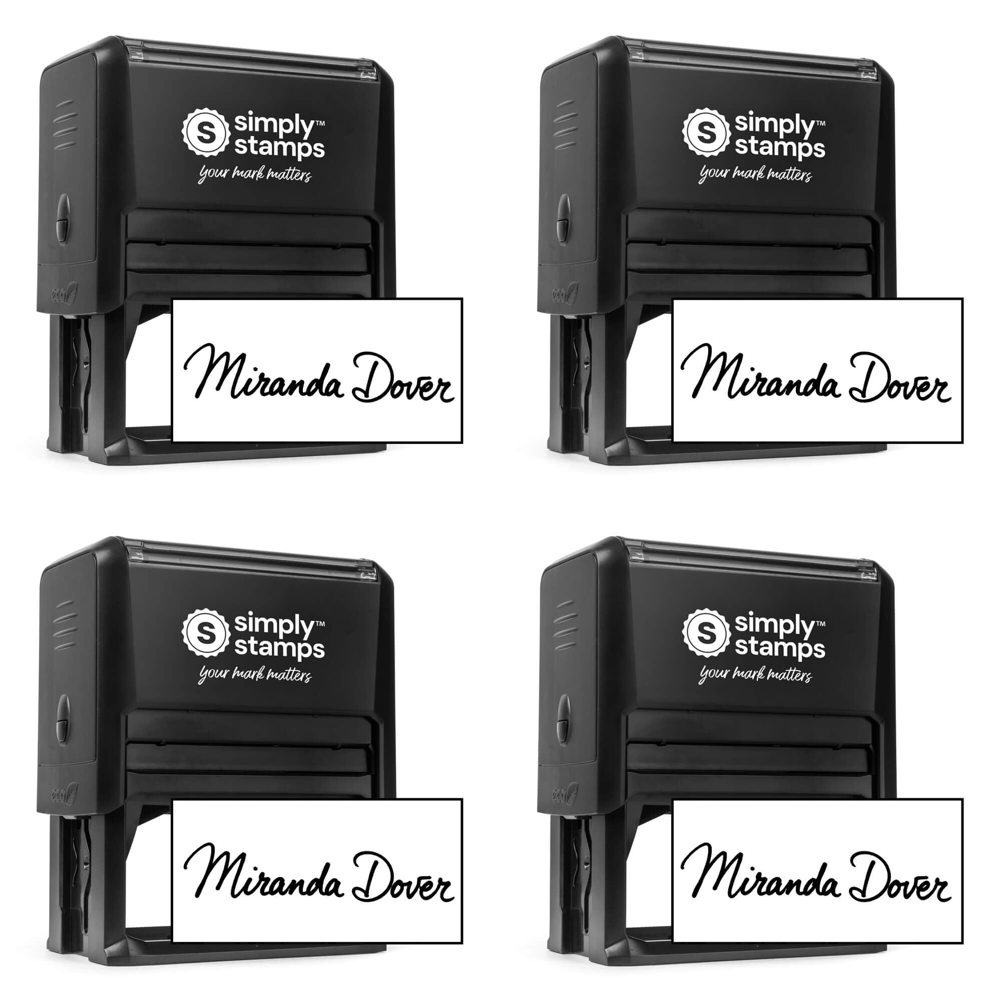 Custom Signature Stamp - Personalized Insignia - Self-Inking - Your Choice of 7 Ink Colors! (4, Xtra Wide)