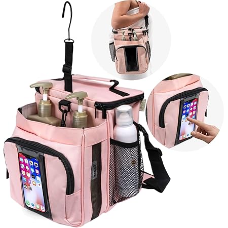 TERRA HOME XL Dorm Room Essentials for Girls and Guys with Extra Storage, Durable Mesh Bottom, Shoulder Strap, Keychain Holder and More - Bathroom - College - Travel Vacation Essentials (Blush Pink)