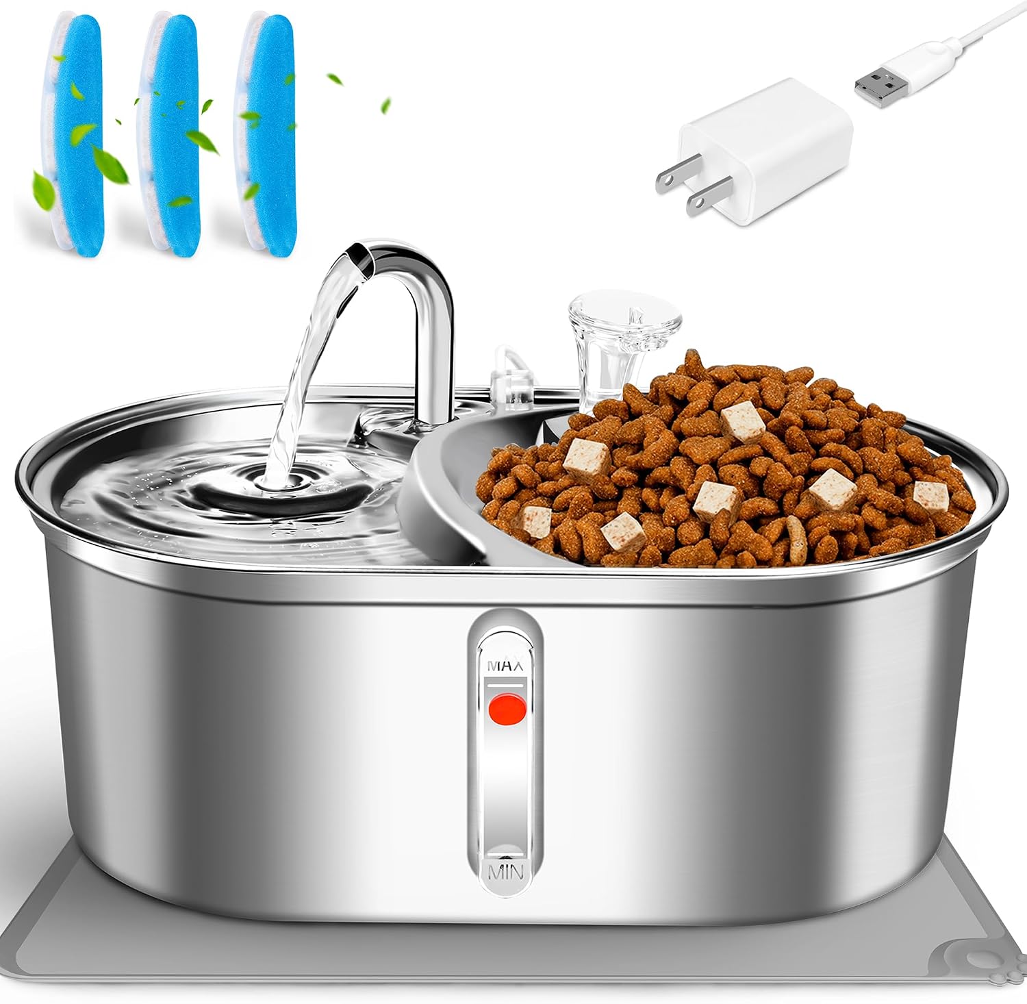 Easterville 3L Stainless Steel Pet Water Fountain with Quiet Pump