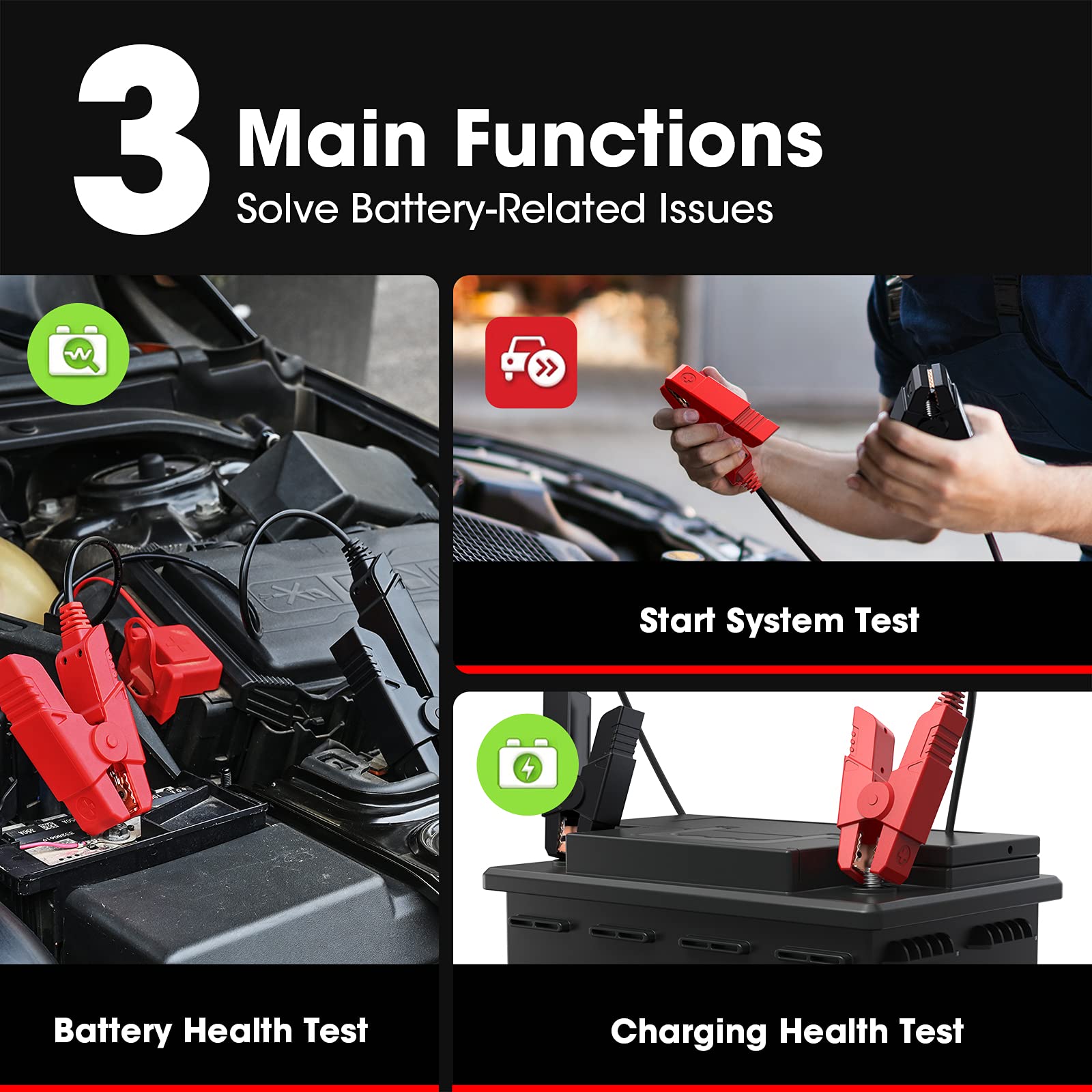 LAUNCH BST360 Testeur de Batterie Voiture 12V, 100-2000 CCA Bluetooth Outil Analyseur de Batterie Auto, Tests de Santé de Charge pour Voiture Camion Moto ATV SUV Bateau Yacht