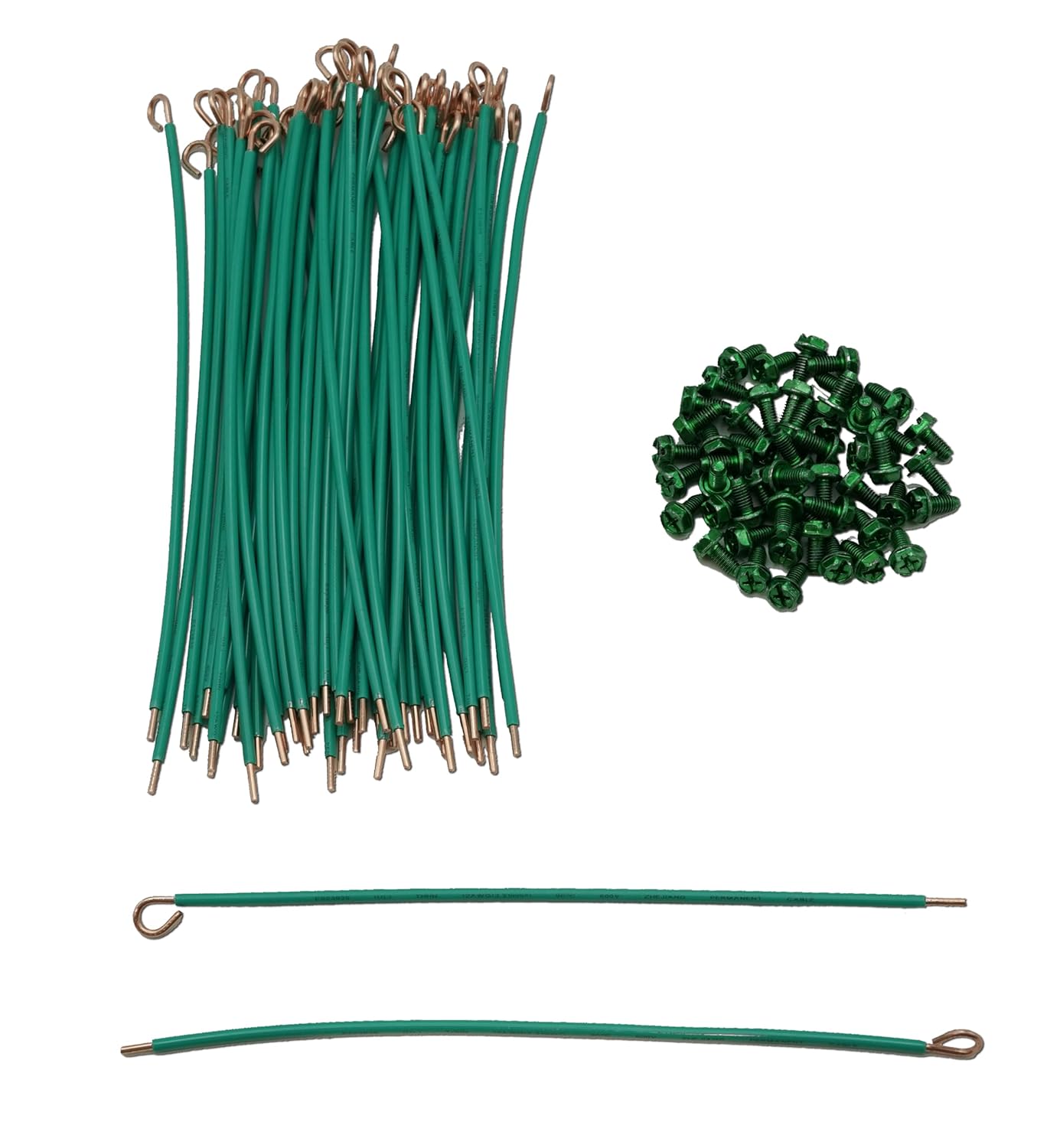 (Pack of 50) Copper Grounding Pigtails with Ground Screws, UL Listed 12 AWG Solid Copper Wire,8 Inches