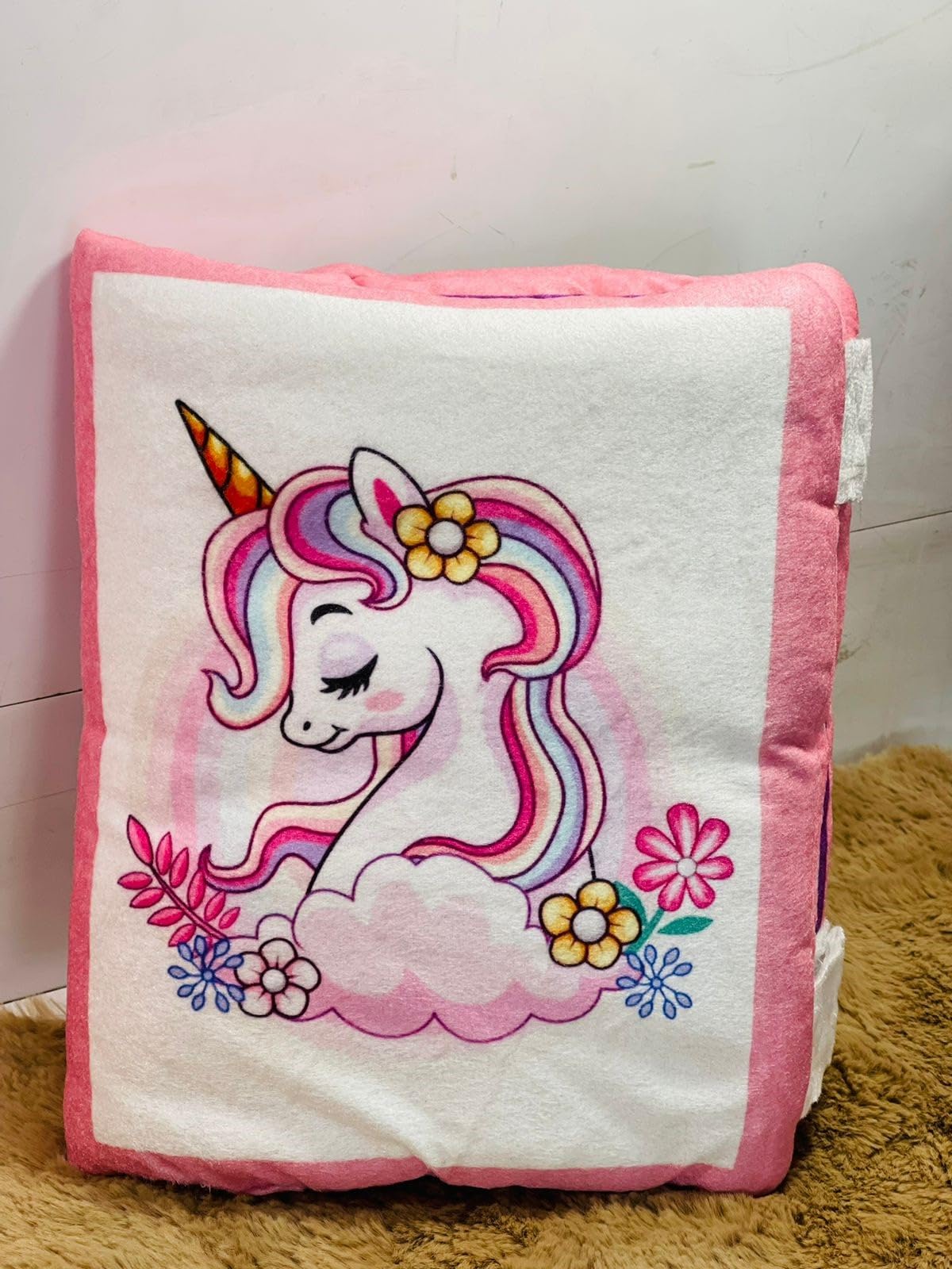 Blenzza Deco™ Kids Learning Cushion Book Cotton Educational Alphabet Pack of 1 (Unicorn Head)