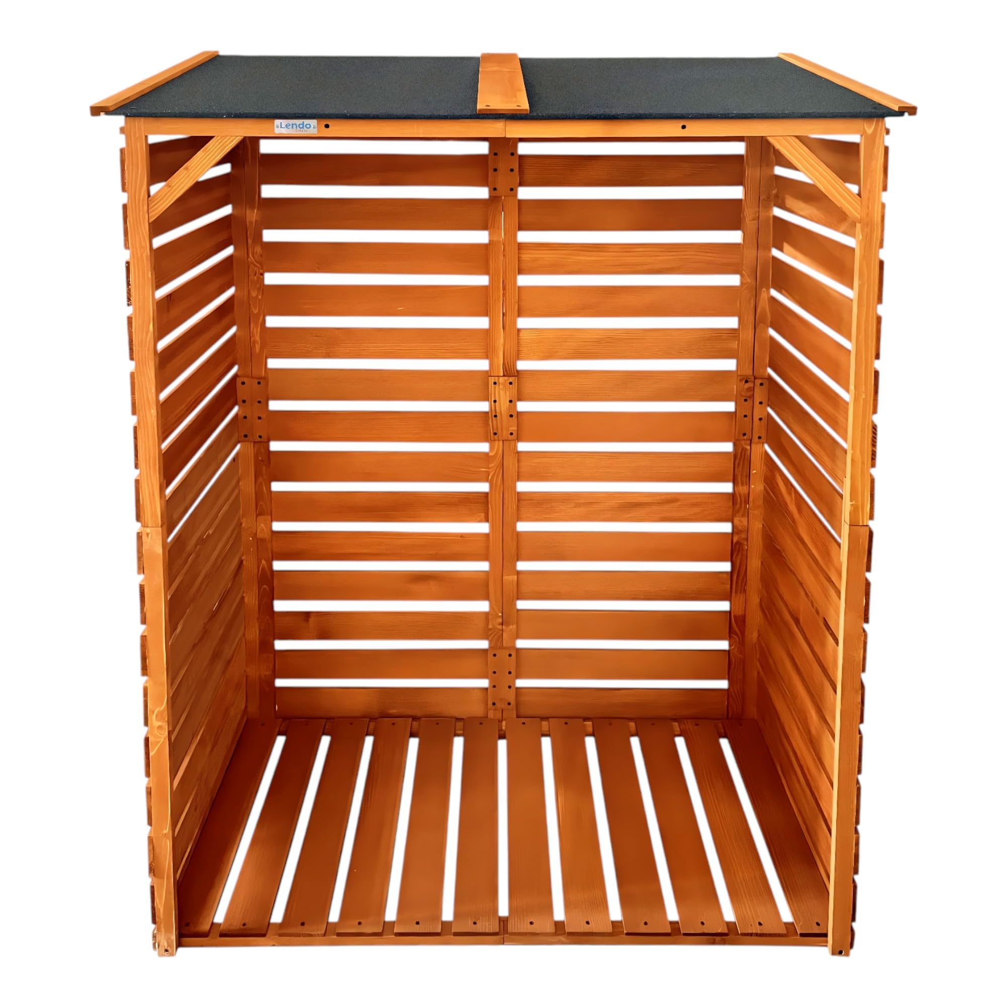 Leñero Exterior de Madera Tratada con Techo Asfáltico – Almacenamiento para Leña de Chimenea 118x59x158 cm – Cobertizo Soporte para Troncos (Marrón Miel)