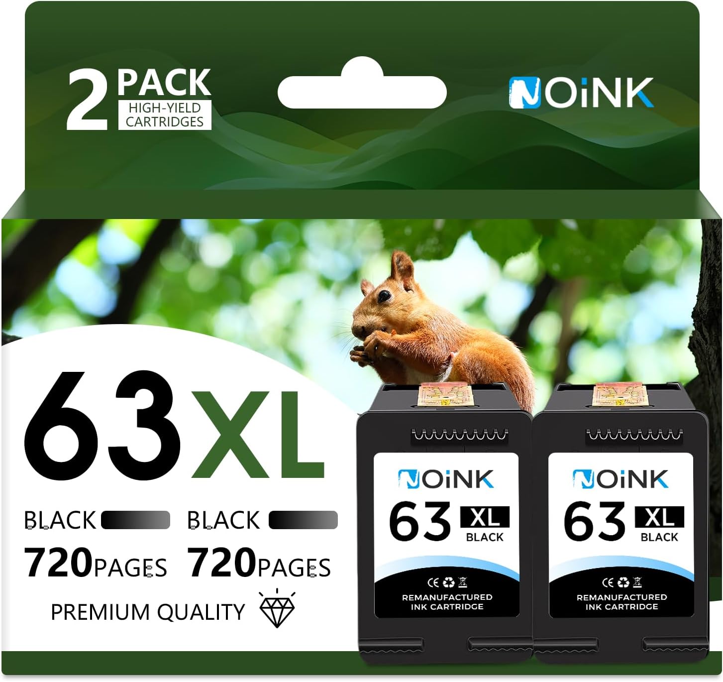 NOINK 63XL Ink Cartridges Black and Color Combo Pack High Yield Replacement for HP 63XL, Compatible with HP OfficeJet, Envy & DeskJet Series Printers, OfficeJet 3830 Envy 4520 DeskJet 3630, 2 Black