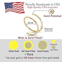 Vista 3 de 14k Gold Filled 20G Double Hoop Nose Ring for Single Piercing, 20 Gauge Small Thin 8mm Spiral Nose Jewelry for Women Men