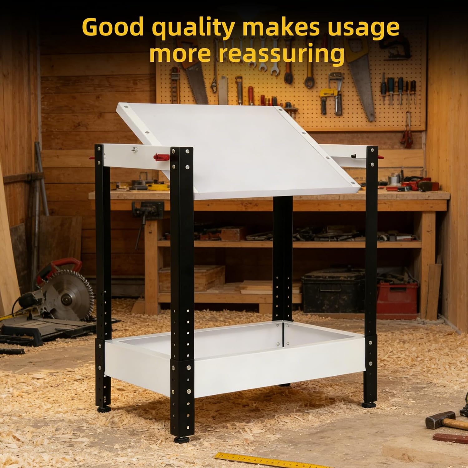 Upgraded Flip Top Tool Table, Tool Flip Table Height Adjustable from 30"-35", Install Two 15"-21" High Machines, Supports Up to 300 lbs