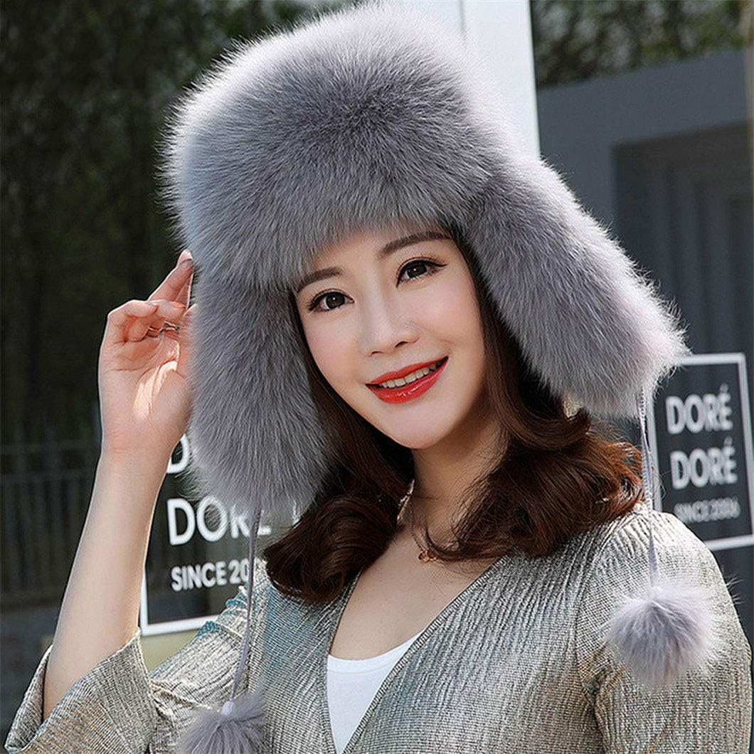Suenkds Winter Russian Natural Fox Fur Hat Women Warm Soft
