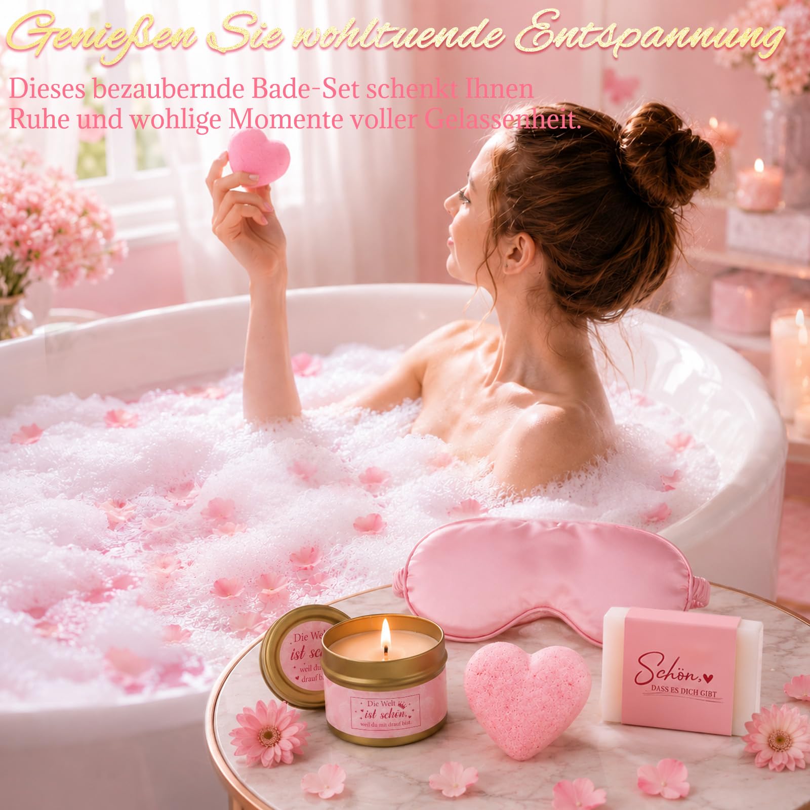 TUZELIYA 40 Geburtstag Frauen, 8tlg. Geschenke zum 40. Geburtstag Frauen mit Grußkarte, Positive Geburtstag Geschenkset für Beste Freundin, Mama Schwester Ehefrau Tante, Schönes Geburtstagsgeschenk