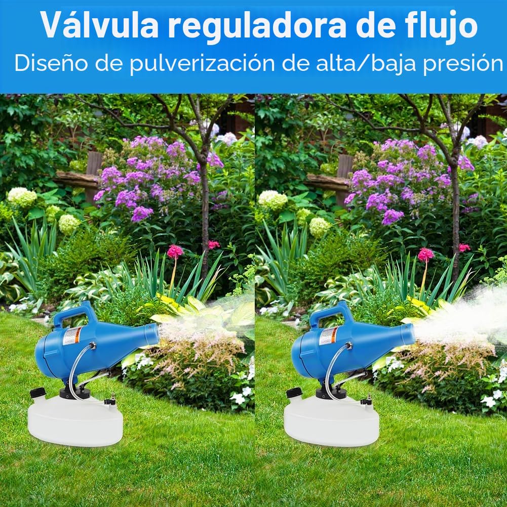 Nebulizador Eléctrico ULV, Pulverizador Portátil, 4,5 L (1,2 galones), Pulverizador Eléctrico ULV, Nebulizador Frío para Interiores y Exteriores, Distancia de Pulverización de 8