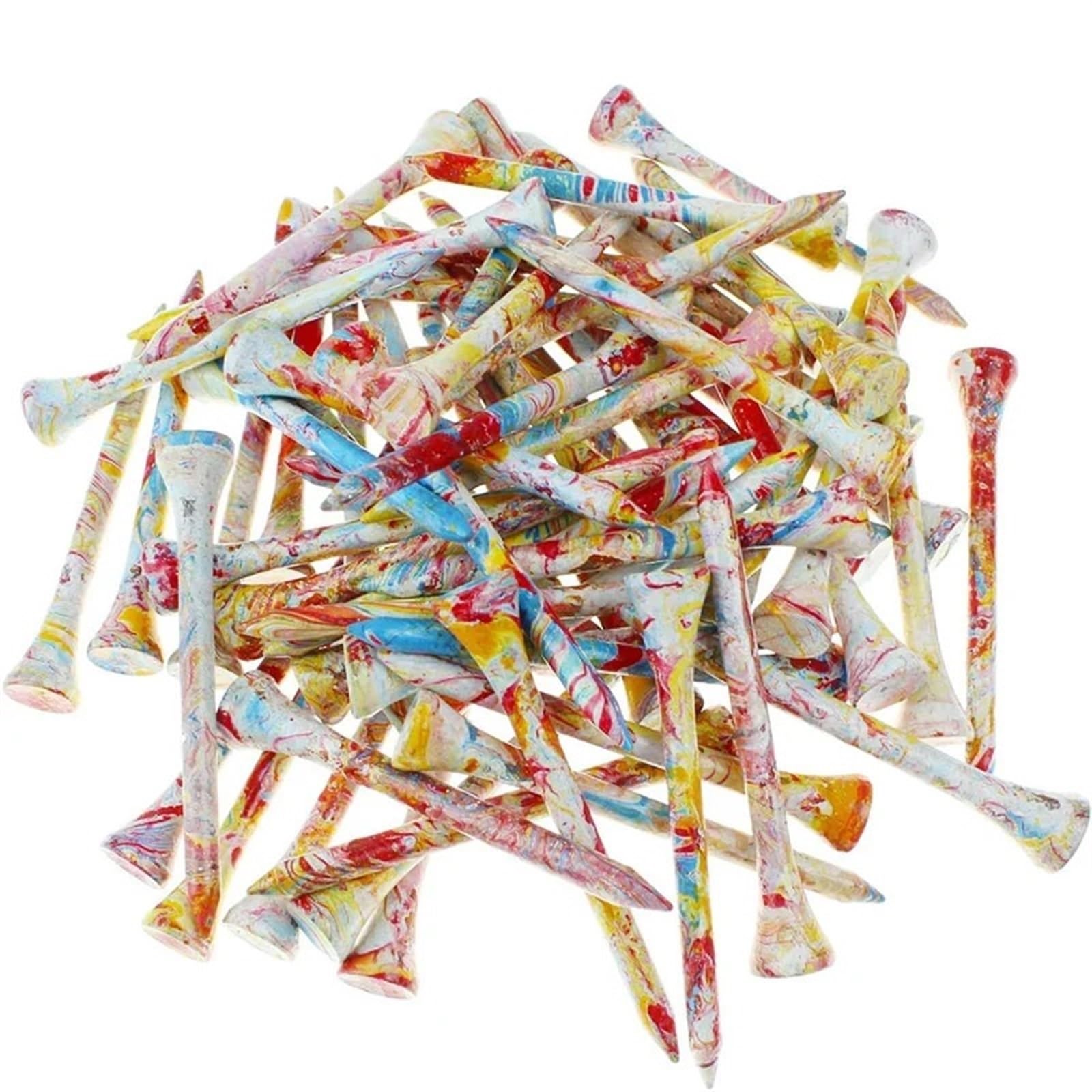 Golf Tee 100 stücke 70mm 2,75 "Holz Golf Tees Golf Holz Tees Bunte Golf Holz Tees FüR Einen Idealen Abschlag