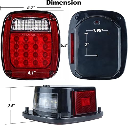 Miniatura 7 de Conjunto de luces traseras de repuesto para Wrangler TJ YJ CJ5 CJ7 1979-2006 con combinación de luces traseras cuadradas rojas con marcador lateral