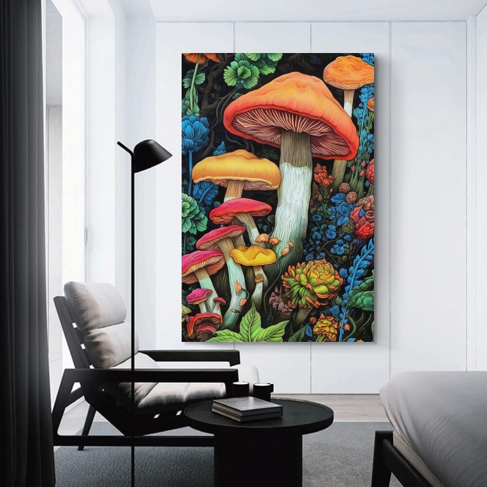 Junmoney Mushrooms 1 Canvas Wall Decor, 24x36inch(60x90cm), for New Homes, Bedrooms Or Workspaces, Gift Idea for Housewarming And Birthdays