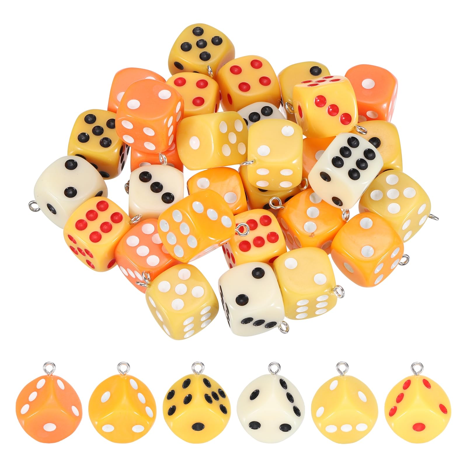 sourcing map 30 Pcs Dice Beads Charm 3D Cube Acrylic Dice Charm Pendant Fun Beads Bulk for Bracelets Jewelry Making Earrings Necklace Keychain 16mm(Orange and Yellow Series) โ image 1