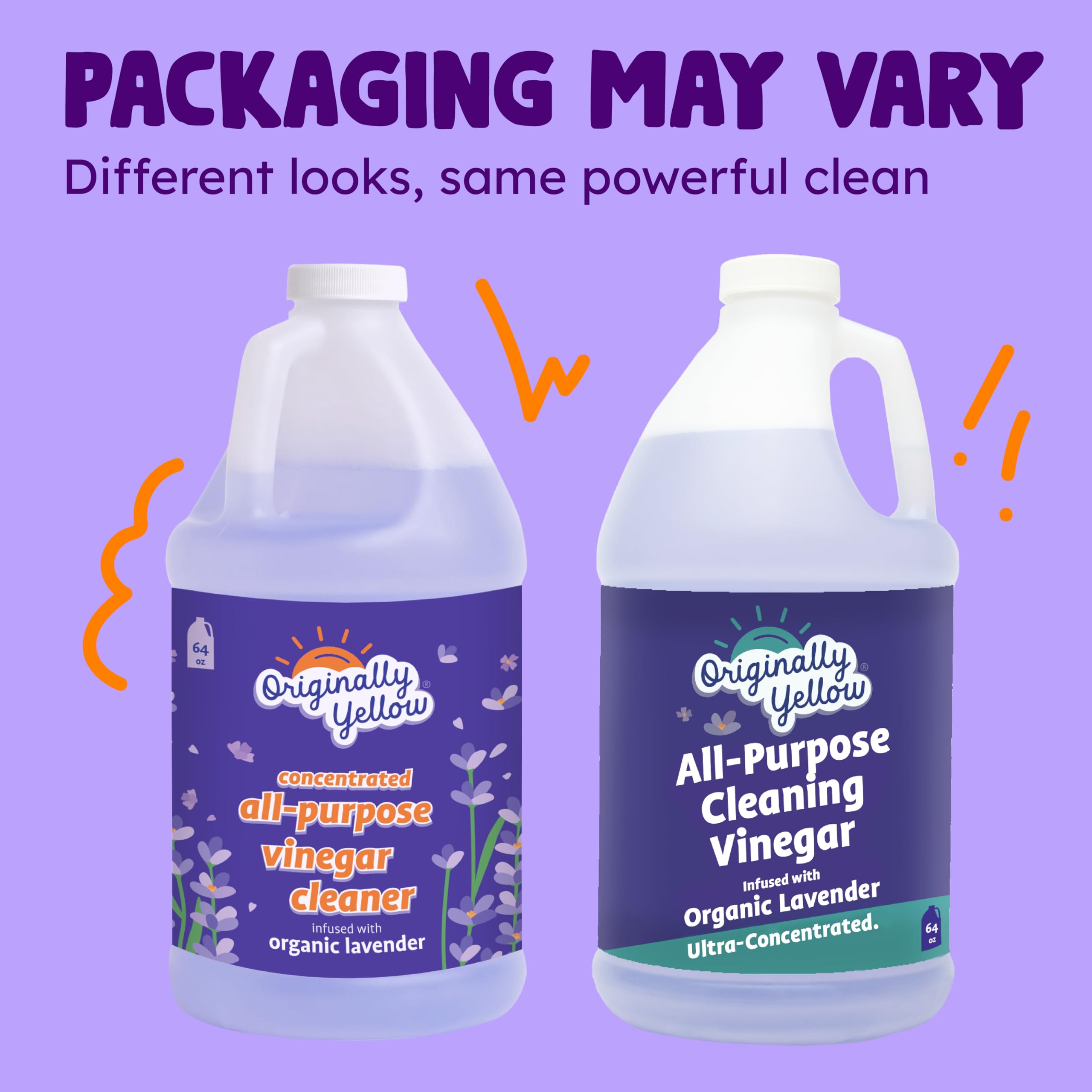 Originally Yellow, Vinagre blanco destilado para limpieza | Concentrado de vinagre de limpieza multiusos | Infundido con lavanda orgánica | 64 onzas x 2 piezas