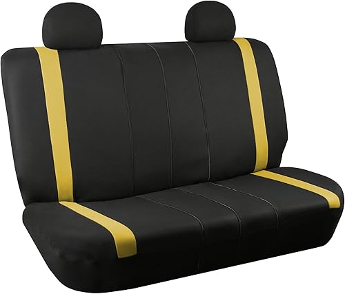 Vista 140 de FH Group - Juego completo de fundas de asiento de automóvil, de tela negra, ajuste universal, de asiento delantero de respaldo bajo y de asiento