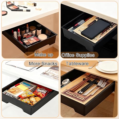 Miniatura 6 de Organizador de cajones para debajo del escritorio, cajones de almacenamiento deslizables, organizadores de escritorio ocultos, accesorios de