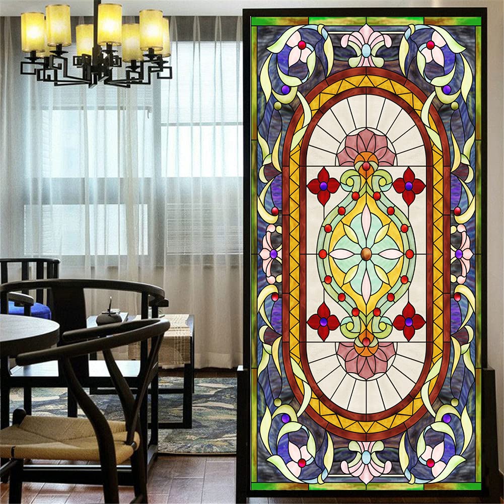 Decortive Window Film Privacy European Style Static Cling Window Stickers No Glue Frosted Window Coverings (W x L) 59x90cm(23"x35.4")
