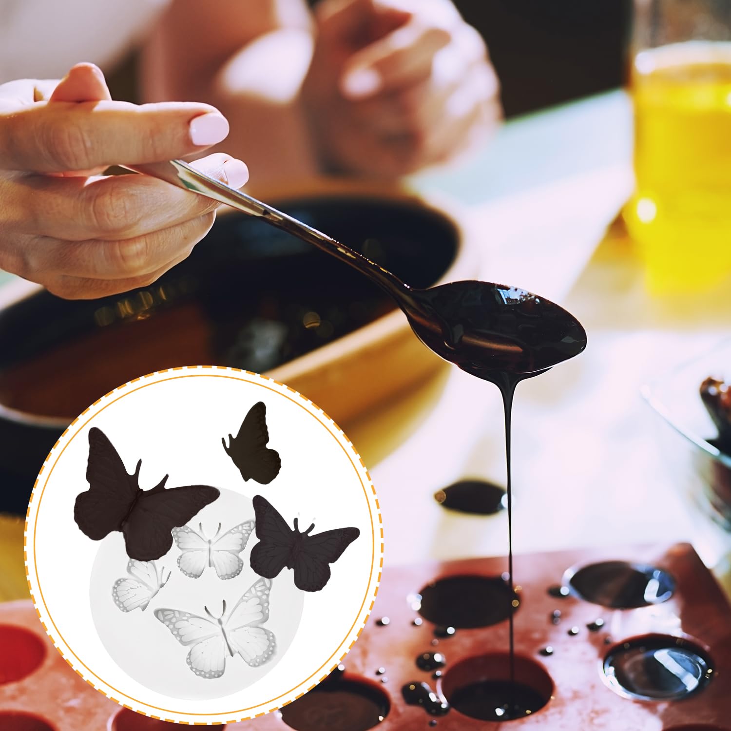 Lot de 2 moules en silicone en forme de papillon pour fondant au chocolat, bonbons, pudding, pâte à sucre, gâteau, décoration de gâteau, desserts, gelée, glaçons faits à la main