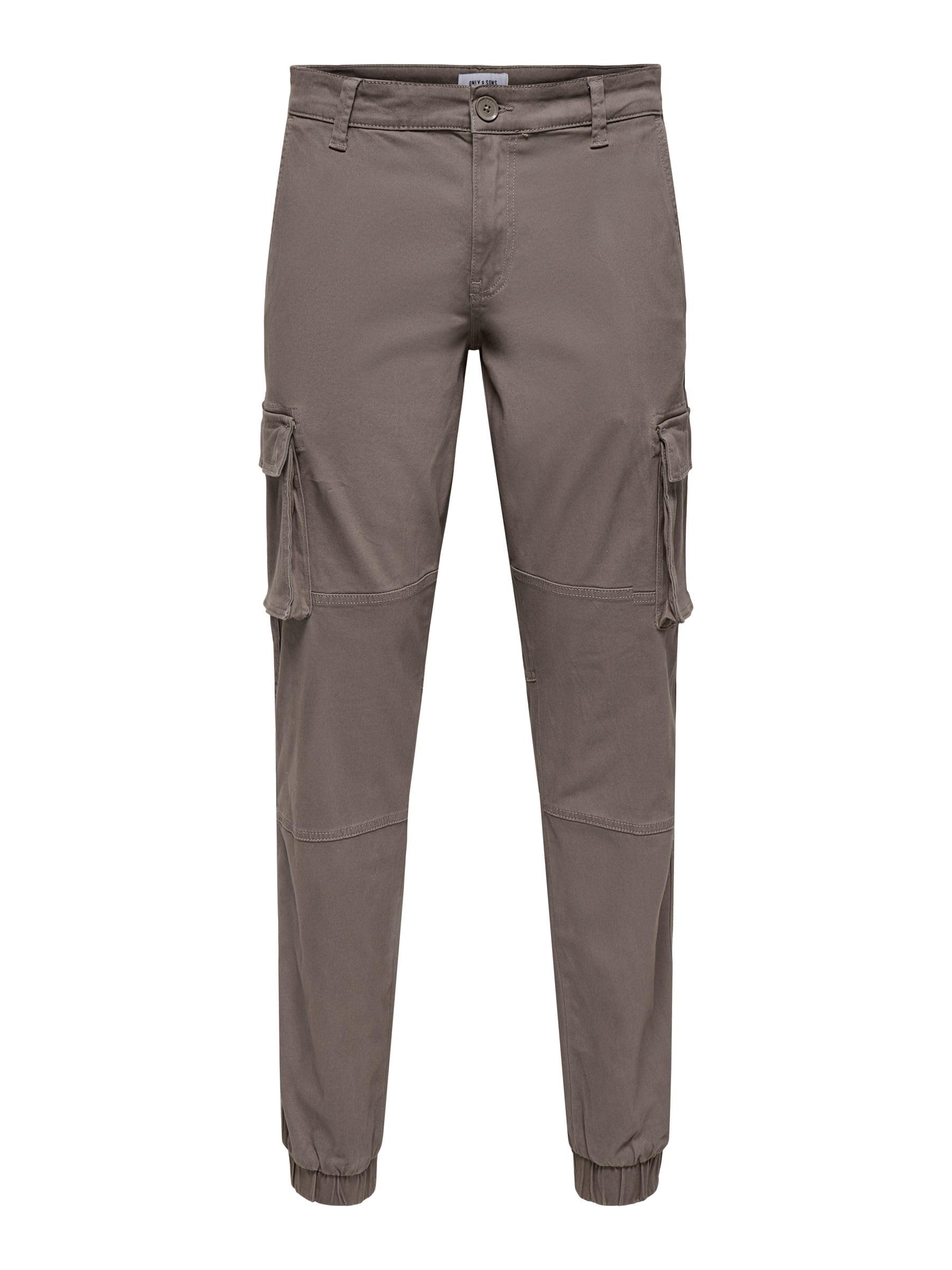 ONLY & SONS Men's Cargo Trousers, Falcon, 28 W/ 30 L