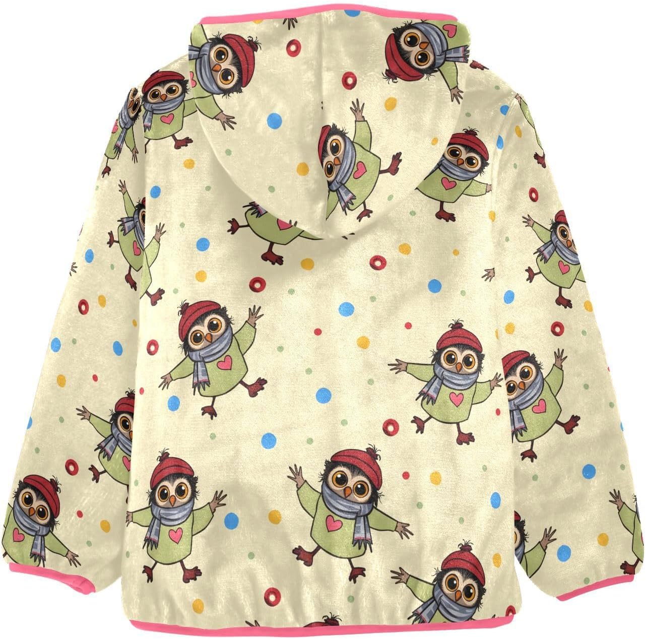 Girls Hoodie Outfit Owl Pattern Zipper Sweatshirt Coat Fleece Jacket for Kids 3-10T